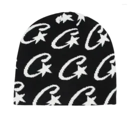 Berets Street Punk Men's Hat Hip-hop Ornaments In The 1990s Warm Knitted Wool Beanie Y2k
