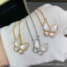 High version Original 1to1 Brand Necklace V Gold High Quality Vancefe Vancefe White Butterfly Necklace Womens Rose Gold Designer High Quality Choker Necklace