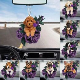 Decorative Figurines Rosette Dog Acrylic Plane Pendant Car Rear View Bag Key Chain Accessories Fun Decorations 1pcs Crystal