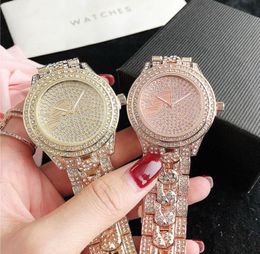 Brand Watches Women Girl Diamond Crystal Big Letters Style Metal Steel Band Quartz Wrist Watch GS 422191058