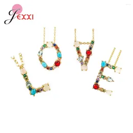 Pendant Necklaces Selling S925 Sterling Silver Jewelry Colorful African Crystal Micro Inlay Alphabet 26 English Letters Necklace Gift