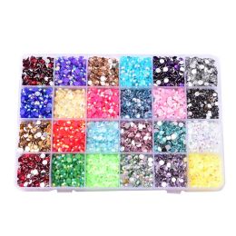 Enhancers 12000pcs Crystal Flat Back Clear Acryic Nail Rhinestone 3d Flat Bottom Mixed Colours Dazzling Stones Nail Art Decoration in Box