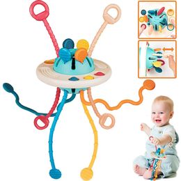 Montessori Pull String Developmental Baby Sensory Toys Funny Silicone Teething For borns Babies Early Educational Gifts 240407