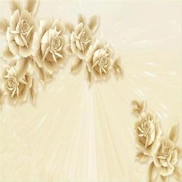 Wallpapers Po 3d Wallpaper Modern Minimalist European Mural Stereo Flower Wall Decoration