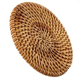 Table Mats 1PCS 10CM Rattan Coasters Handcrafted Woven Multi-Use Heat Insulation Anti Scald Round Tea Cup Mat Kitchen Accessories