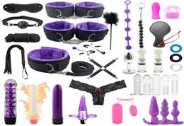 35 Pcsset Products Erotic Adults BDSM Bondage Set Handcuffs Anal Plug Dildo Vibrator Whip Sex Toys for Couples Y2004228666040