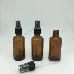 Storage Bottles 10pcs 50ml Refillable Sprayer Amber Glass Esstenial Oil Liquid Empty Atomizer Makeup Spray Bottle Perfume