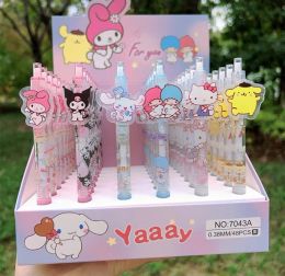 wholesale 48 pcs/set Kawaii cartoon Print Student Black 0.38MM Pen Smooth Writing Supplies school office gift Ballpoint Pen