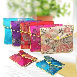 Gift Wrap 30PCS Chinese Brocade Handmade Silk Embroidery Padded Zipper Small Jewelry Storage Pouch Bag Snap Case Satin Coin Purse