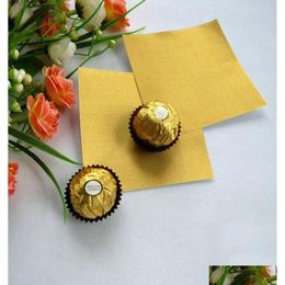 Gift Wrap 100Pcs Square Sweets Candy Chocolate Lolly Paper Aluminium Foil Wrappers Gold2304889 Drop Delivery Dhb76