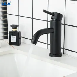 Bathroom Sink Faucets ULA Black Basin Faucet Waterfall Washbasin Water Mixer Tap Cold