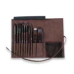 Brushes 10PC Professional Artist Watercolour Paint Brush with Leather Bag Soft Synthetic Squirrel Hair Acrylic Art Brushes for Painting
