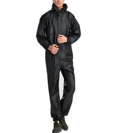 Men039s Jackets Men PVC Rainsuit Fashion High Waist Work Onepiece Motorcycle Waterproof Raincoat Overalls Male Rain Suit Plus 2947141