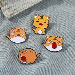 Lovely Tiger Enamel Pin Custom Animal Chibi Greedy Sleepy Tiger Brooches Lapel Pin Shirt Bag Badge Cartoon Jewellery Gift for Kids