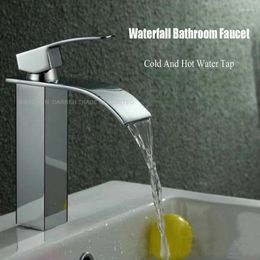 Bathroom Sink Faucets 1pc High-quality Deck Mount Waterfall Faucet Vanity Vessel Sinks Mixer Tap Cold And Water