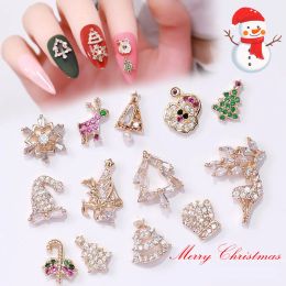Decorations 10pcs Zircon christmas nail decoration Santa Claus Snow elk Nail Art Crystals nails accessories Rhinestone christmas nail charms