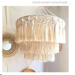 Tapestries Handamde Macrame Boho Chandelier Lampshade Hanging Lamp Cover Ceiling Pendant Light For Home Bedroom Chandeliers