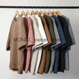 Men's T-Shirts Summer Short Sleeve T-Shirt Mens Fashion 10 Colors Casual Suede Street Loose O-Neck Top S-4XL H240408