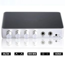 Player Portable KM200 4K*2K HDMI Karaoke Sound Mixer Digital Stereo Audio Echo System Karaoke Amplifier with Dual Microphone