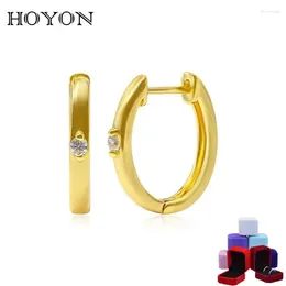 Stud Earrings HOYON Ins Style 2024 Fishion Round For Women 925 Single Diamond Jewellery Simple Ear Buckle Lady Korean Party