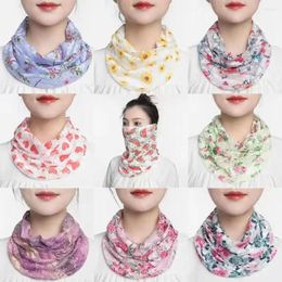 Scarves Silk Headscarf Fashion Sunscreen Floral Neck Guard Scarf Breathable Lace Veil Women