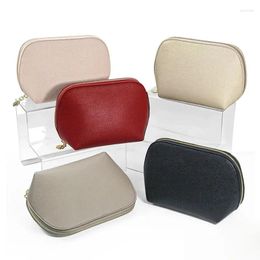 Storage Boxes Women Shell Makeup Bag Leather Waterproof Cosmetic For Travelling Organizer Solid Color Make Up Case Wholesale