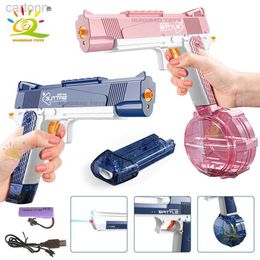 Gun Toys HUIQIBAO Automatic Desert Eagle Electric Water Gun Fights Summer Toy Pistol Water Guns Outdoor Beach Swimming Pool Toys Adult 240408
