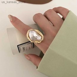 Cluster Rings 2023 New Design Starfish Pearl Ring Shape Gold Adjustable Ring Korean Womens Fashion Jewellery Party Luxury Accessories240408