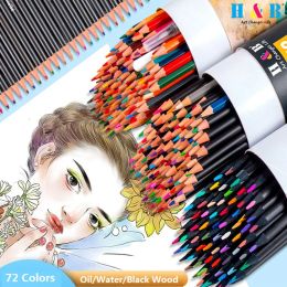 Pencils 72 Colours Pencil Painting Set with Pretty Barrel Oil/Waterbase Wooden Children's Drawing Creation Pens Student Artist Supplies