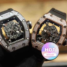 watch fashion Men and women watches Mechanical cool Wrist watches TV Factory mens Mechanics Business Leisure Full Diamond Rose Gold Black Tape Men's New Luxury