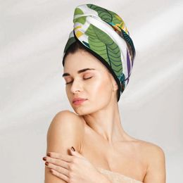 Towel Magic Microfiber Shower Cap Tropical Trees Leaves Humming Birds Bath Hat Dry Hair Quick Drying Soft Lady Turban Head
