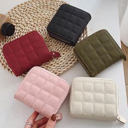 Wallets Womens Wallet PU Leather Plaid Frosted Cute Korean Fashion Small Zipper Card Bag Multi Zero