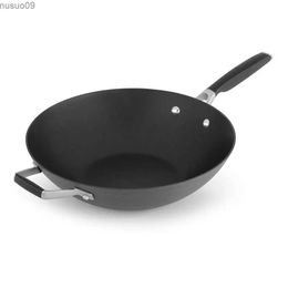 Pans Choose non stick AquaShield Wok Pan 12 Keep Cool Silicone Handle 3 Quarts 400 F Oven Safe Aluminium Hard Anodized Dishwasher SafeL2403