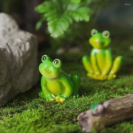 Garden Decorations Mini Frog Figurines Animal Statue Green Cartoon Micro Landscape Decoration Realistic Resin Ornament Yard