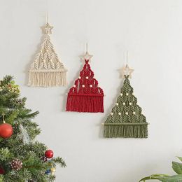 Tapestries Christmas Tree Pendant Boho Macrame Wall Hanging For Living Room Xmas Ornaments Farmhouse Decor Door Home Bedroom Decoration