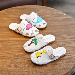 Slipper Children Slippers for Girls 2023 Summer Korean Covered Toes Flat Sandals Fashion Hollow Kids Shoes Casual Soft Sole Beach Slides 240408