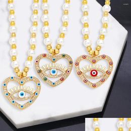 Pendant Necklaces V Yidou Fashion Personality Devils Eye Pearl Necklace Womens Trendy Heart-Shaped Wholesale Drop Delivery Jewellery Pe Dheri