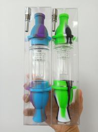 Silicon Dab Straw Lighthouse Shape NC Acrylic Philtre Smoking Pipe Colourful Smoking Bong with Titanium Nail Tip DHL 2485496