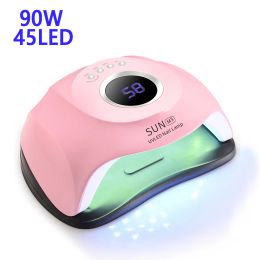 Kits 90w 45 Pcs Led Beads Uv Led Nail Lamp with Sensor 90s/60s/30s/10s Timer Led Display Screen for All Gels Efficient Nail Dryer