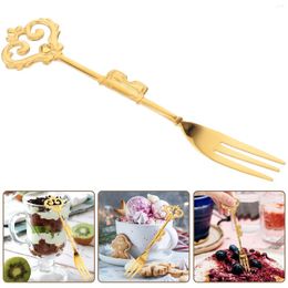 Spoons Convenient Golden Vintage Cutlery Girl Fruit Fork Ice Cream Stainless Steel Tiny Forks