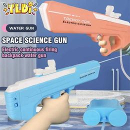 Gun Toys 2023 Electric Water Gun with Backpack Kids Toy Water Blaster High Speed Automatic Soaker Summer Outdoor Party Game Childern Gift 240408