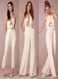 New Elegant Jumpsuit Bridesmaid Dresses for Weddings Sheath Backless Wedding Guest Dress Plus Size Pant Suit Beach Style Cheap Cus9288420