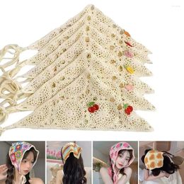 Scarves Cute Headscarf Fashion Weaving Hand-Crocheted Headbands Elastic Knitting Hollow Triangle Scarf Women