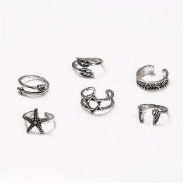 Toe Rings Creative Adjustable Retro Hollow Carved Star Moon Opening Finger Ring For Women Boho Beach Foot Jewelry Drop Deliv Dhgarden Dhffq