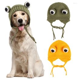 Dog Apparel Handmade Crochet Pet Hat Adjustable Neckstrap Cap Puppy Cartoon Costume Winter Warm Knit Cat Po Headwear KXRE