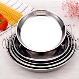 Double Boilers 2 Pcs Plate Cold Noodle Dish Vegetables Paper Cup Steamed Rice Stainless Steel Griddle
