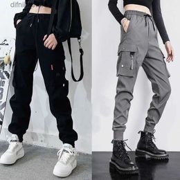 Women's Jeans Black Grey cargo pants for womens Strtwar fashionable large pockets jogger sports pants pockets tactical pants high-quality wide legs Y240408