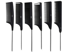 1PCS Heat Resistant Salon Black Metal Pin Tail Antistatic Comb Hard Carbon Cutting Hair Trimmer Brushes8819771