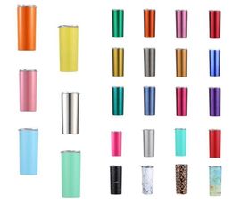 New 20oz Skinny Tumbler Stainless Steel Vacuum Insulated Straight Cup Beer Coffee cup with Lids and Straws 25pcs T10I00351030776