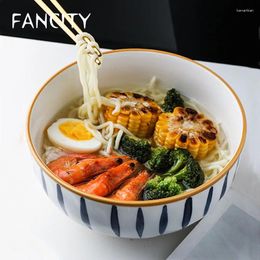 Bowls FANCITY Japanese Ceramic Large Noodle Bowl Soup Ramen Instant Rice Fruit Salad Japan